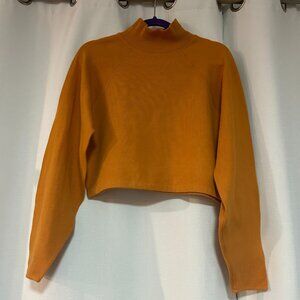KOTN women’s cropped Egyptian cotton mock neck long sleeve sweater sz M orange